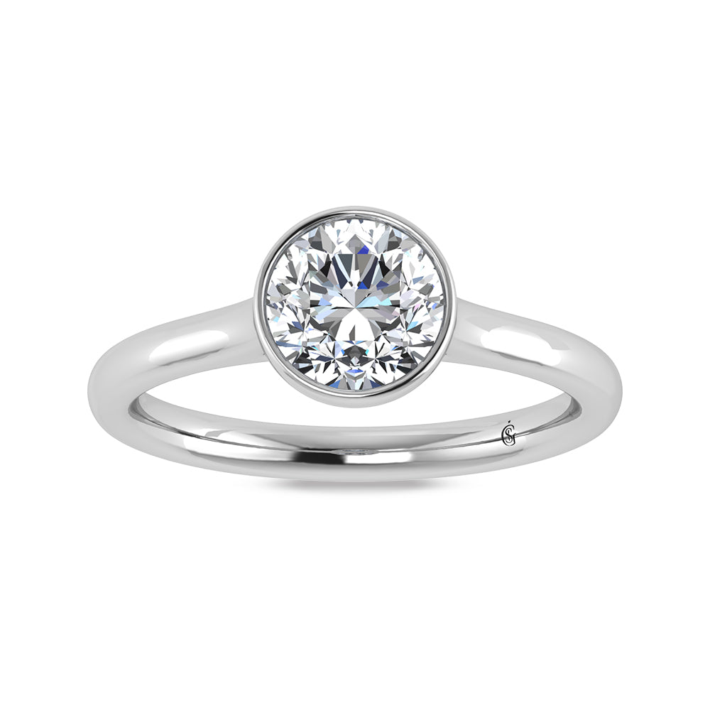 14K White Gold Lab Grown Bezel Set Lab Grown Diamond 1 ct.tw. Solitaire Ring