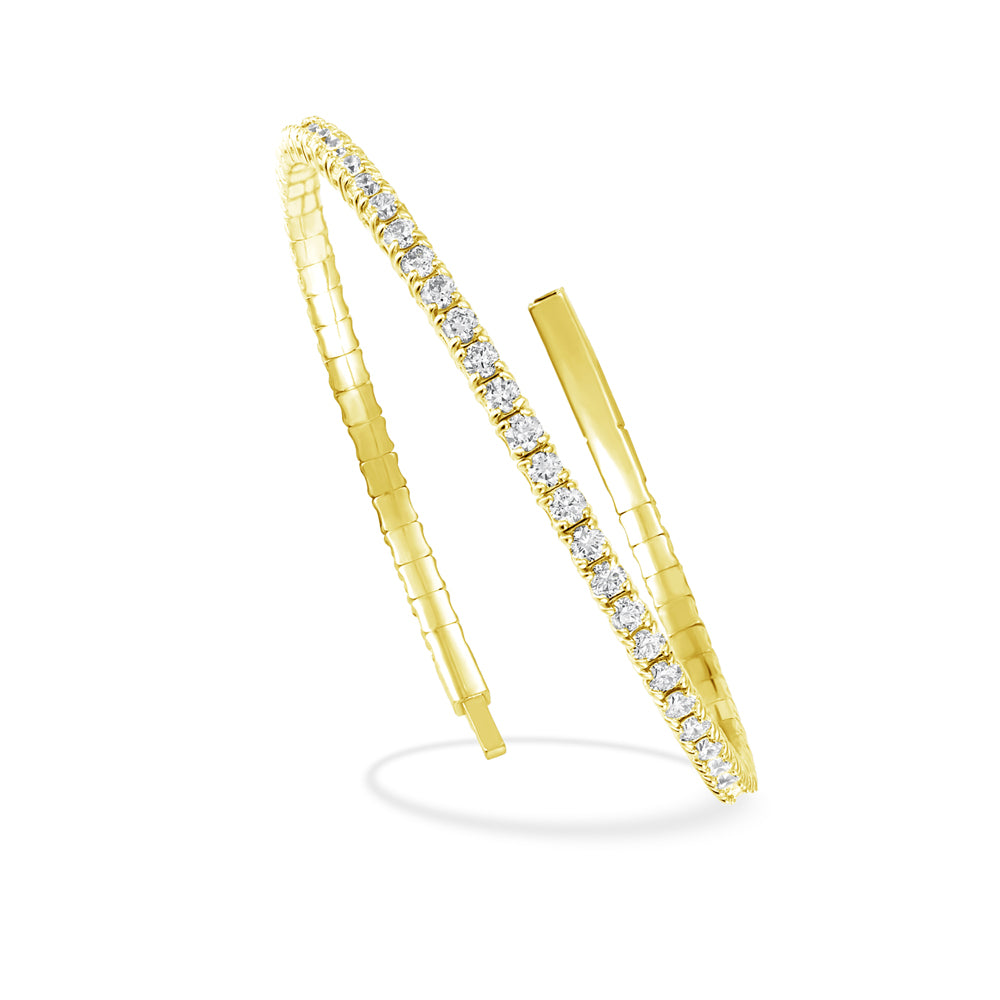 Lab Grown Diamond 1 Ct.Tw. Full Eternity Flexible Bangle in 14K Yellow Gold (Size 6.75")