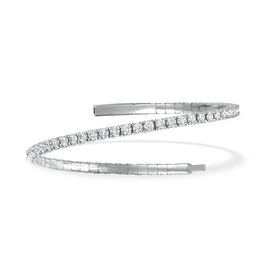 Lab Grown Diamond 2 Ct.Tw. Full Eternity Flexible Bangle in 14K White Gold (Size 6.75")