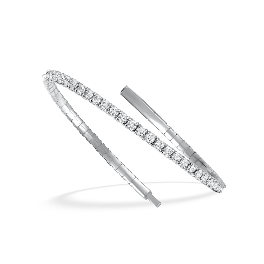 Lab Grown Diamond 2 Ct.Tw. Full Eternity Flexible Bangle in 14K White Gold (Size 6.75")