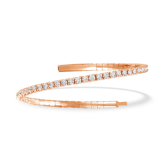 Lab Grown Diamond 1 Ct.Tw. Half Way Flexible Bangle in 14K Rose Gold (Size 6.25")