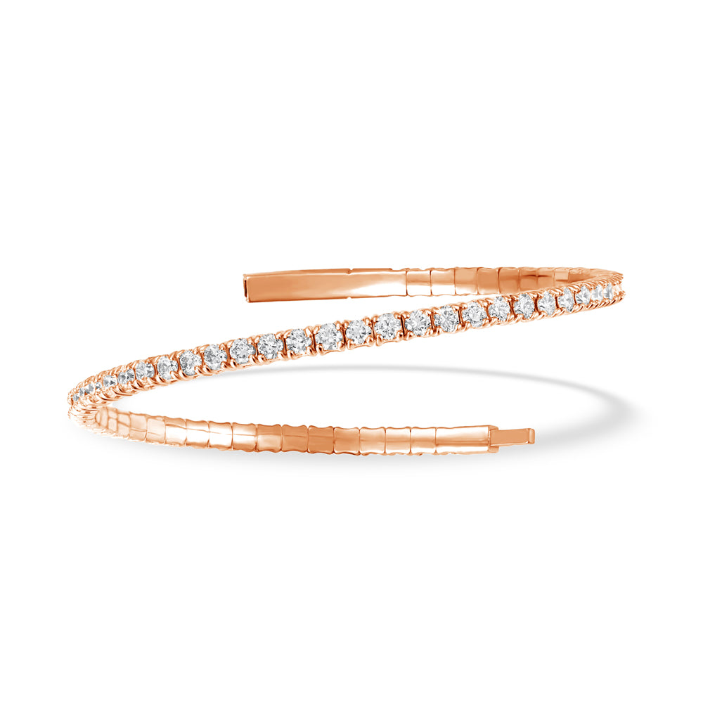 Lab Grown Diamond 2 Ct.Tw. Half Way Flexible Bangle in 14K Rose Gold (Size 6.50")