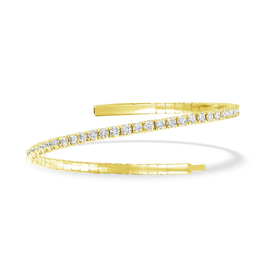 Lab Grown Diamond 4 Ct.Tw. Half Way Flexible Bangle in 14K Yellow Gold (Size 6.75")