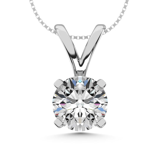 14K White Gold Lab Grown Diamond 1/2 Ct.Tw. Solitaire Pendant