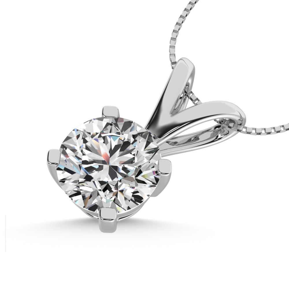 14K White Gold Lab Grown Diamond  1 1/2 Ct.Tw. Solitaire Pendant