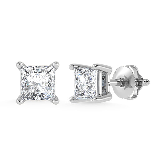 14K White Gold Lab Grown Diamond 1/2 Ct.Tw. Princess Stud Earrings