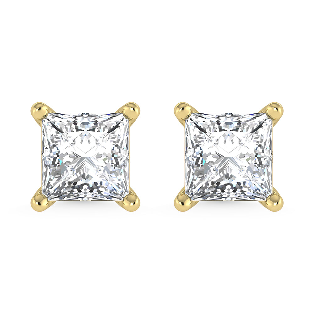 14K Yellow Gold Lab Grown Diamond 3/4 Ct.Tw. Princess Stud Earrings