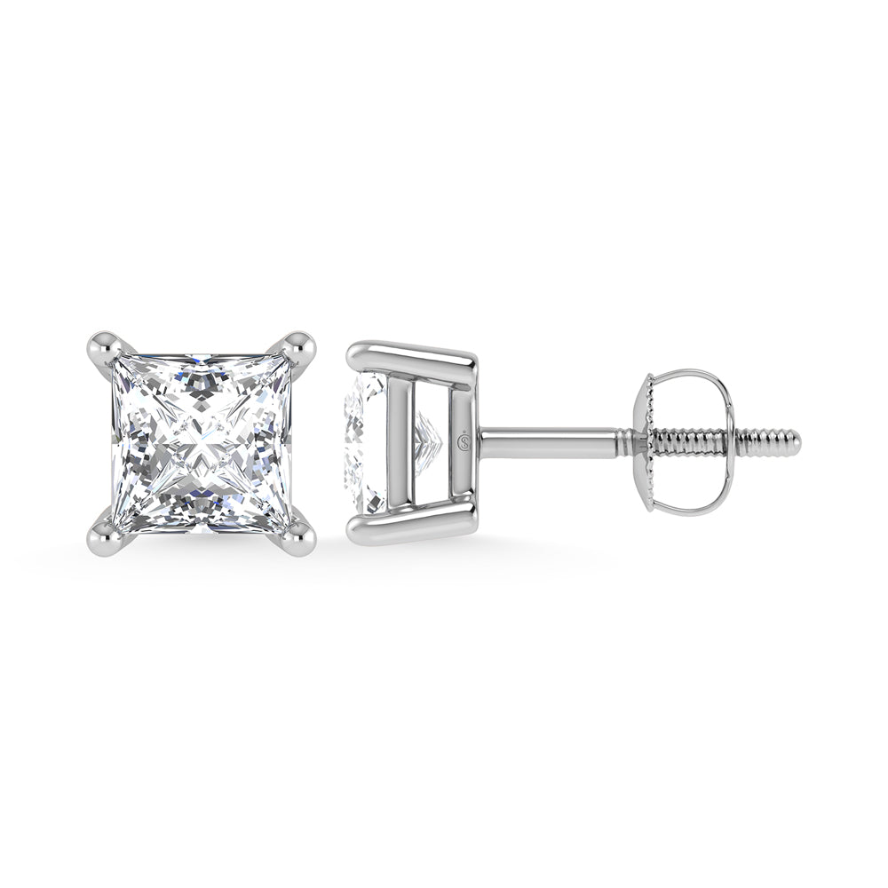 14K White Gold Lab Grown Diamond 2 Ct.Tw. Princess Stud Earrings