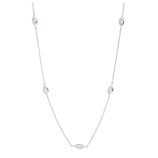 Hanging Marquise Bezel Diamond Necklace