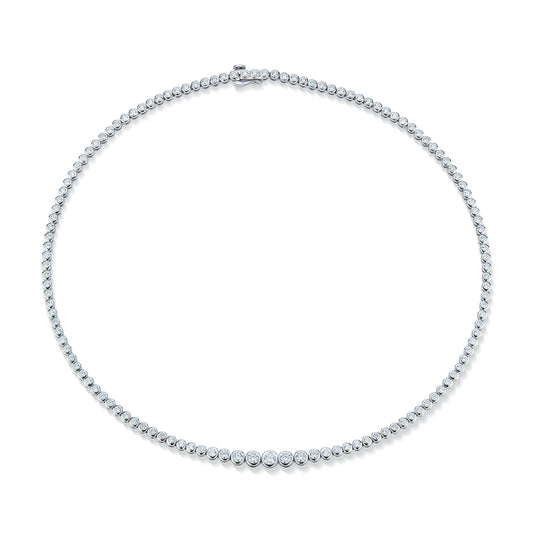 Graduating Diamond Bezel Tennis Necklace