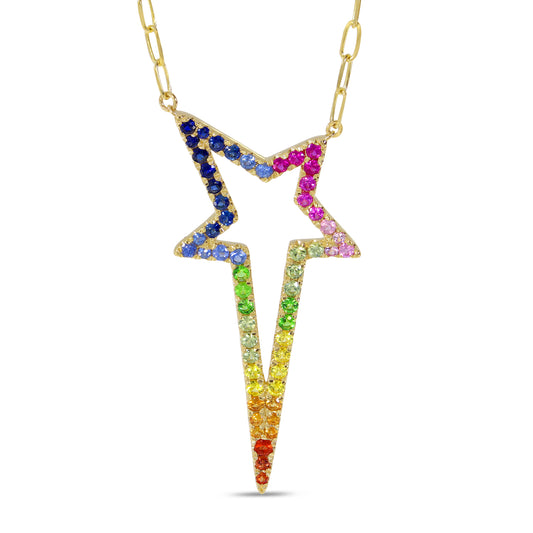Brevani Rainbow Sapphire Starburst Necklace
