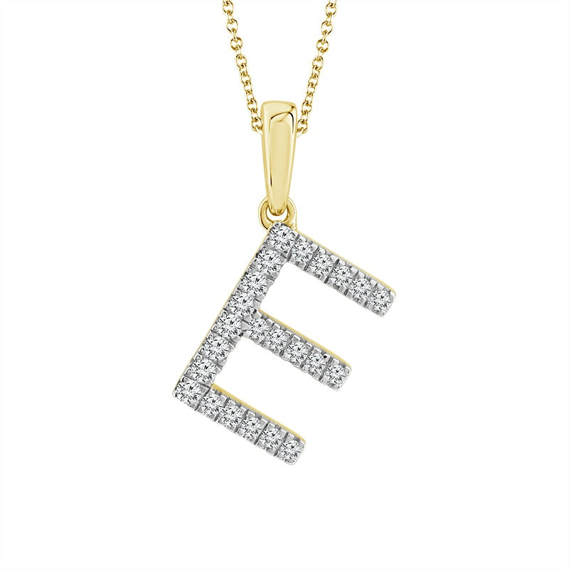 Diamond "E" Initial Pendant 14k Yellow Gold