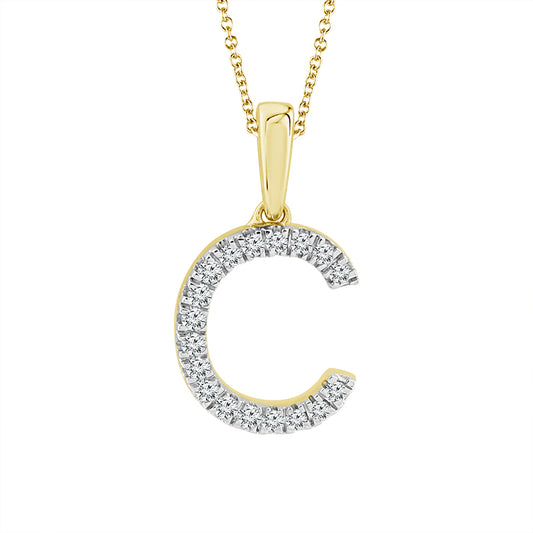 Diamond "C" Initial Pendant 14k Yellow Gold