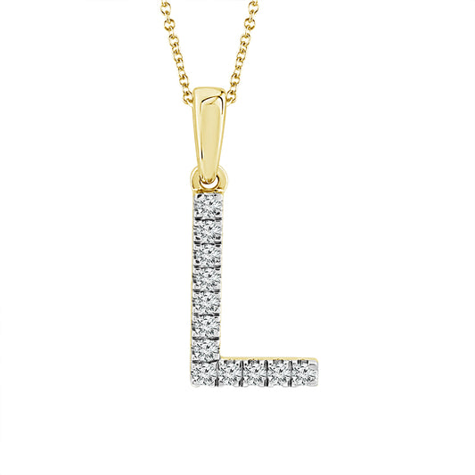 Diamond "L" Initial Pendant 14k Yellow Gold