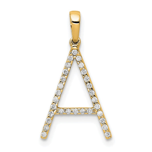 14K Diamond Letter A Initial Pendant