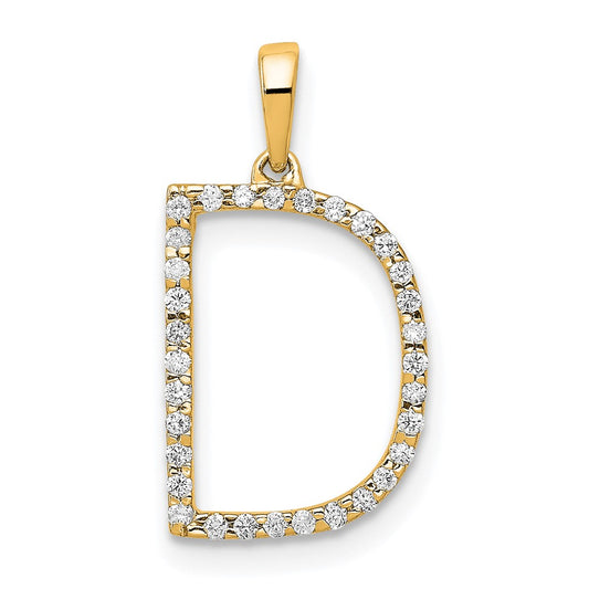 14K Diamond Letter D Initial Pendant