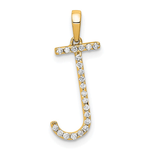 14K Diamond Letter J Initial Pendant