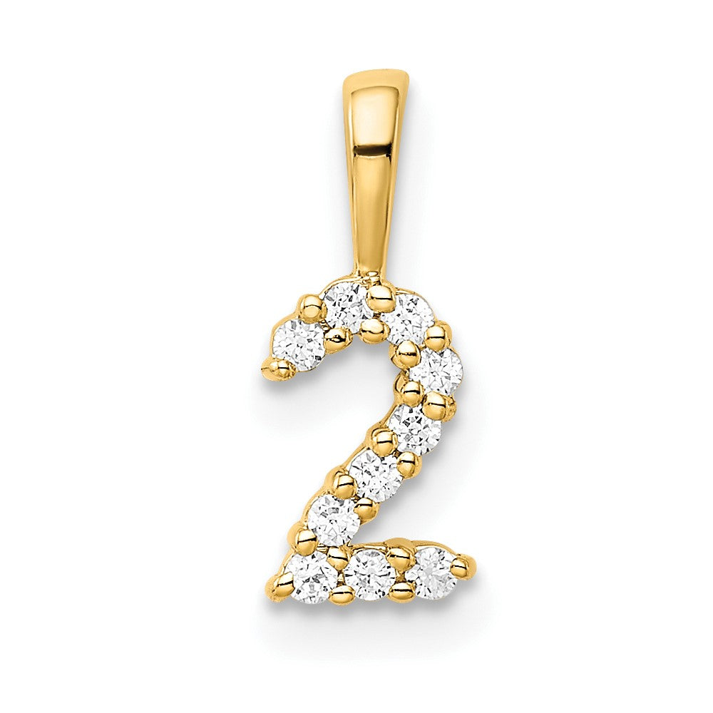 14K Diamond Number 2 Pendant