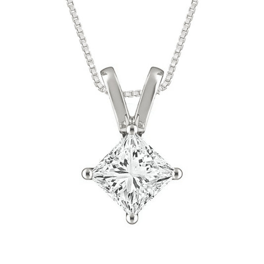 Diamond Solitaire Pendant 0.50 ct tw 14k White Gold