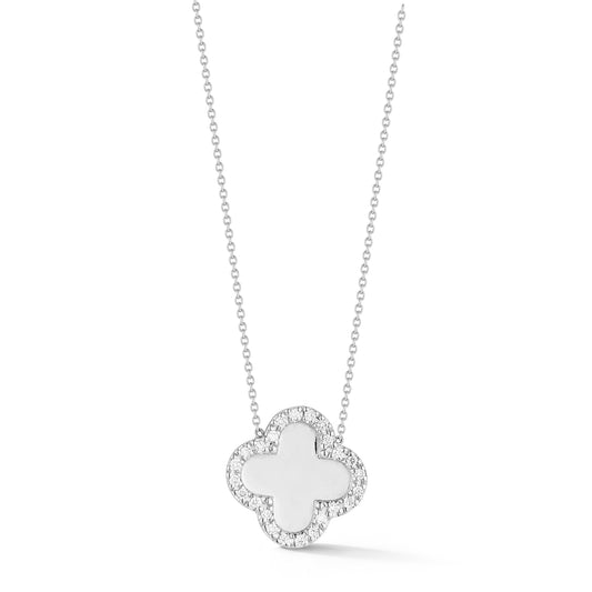 Clover Pendant with Diamond Border
