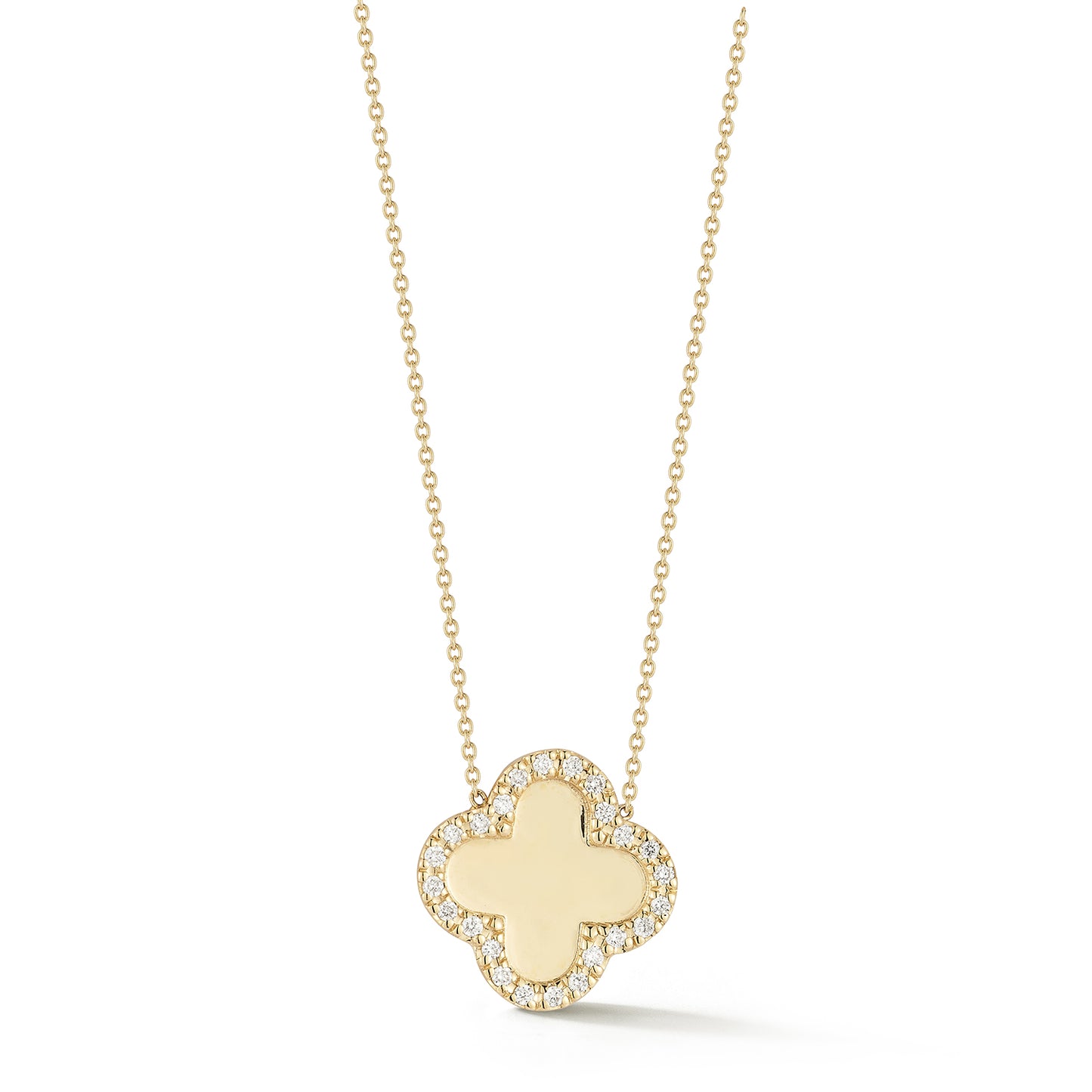 Clover Pendant with Diamond Border