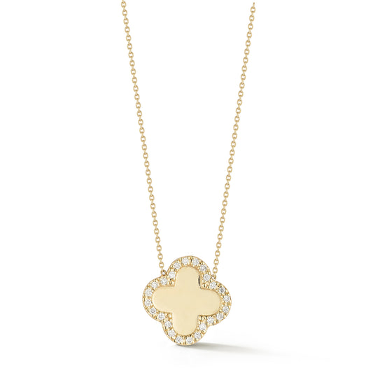 Clover Pendant with Diamond Border