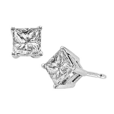 4 Prong Princess Stud Earrings