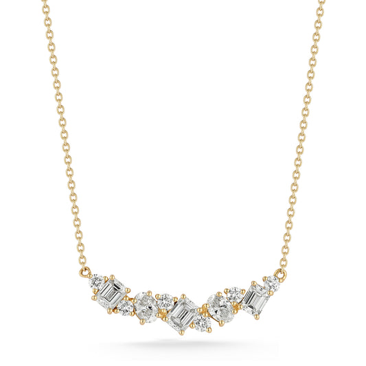 Mixed Shape Diamonds Bar Neckalce