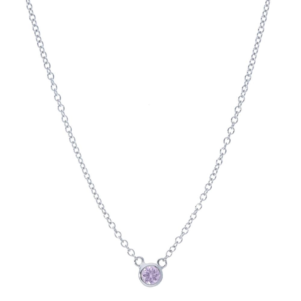 Pink Sapphire Bezel  Necklace