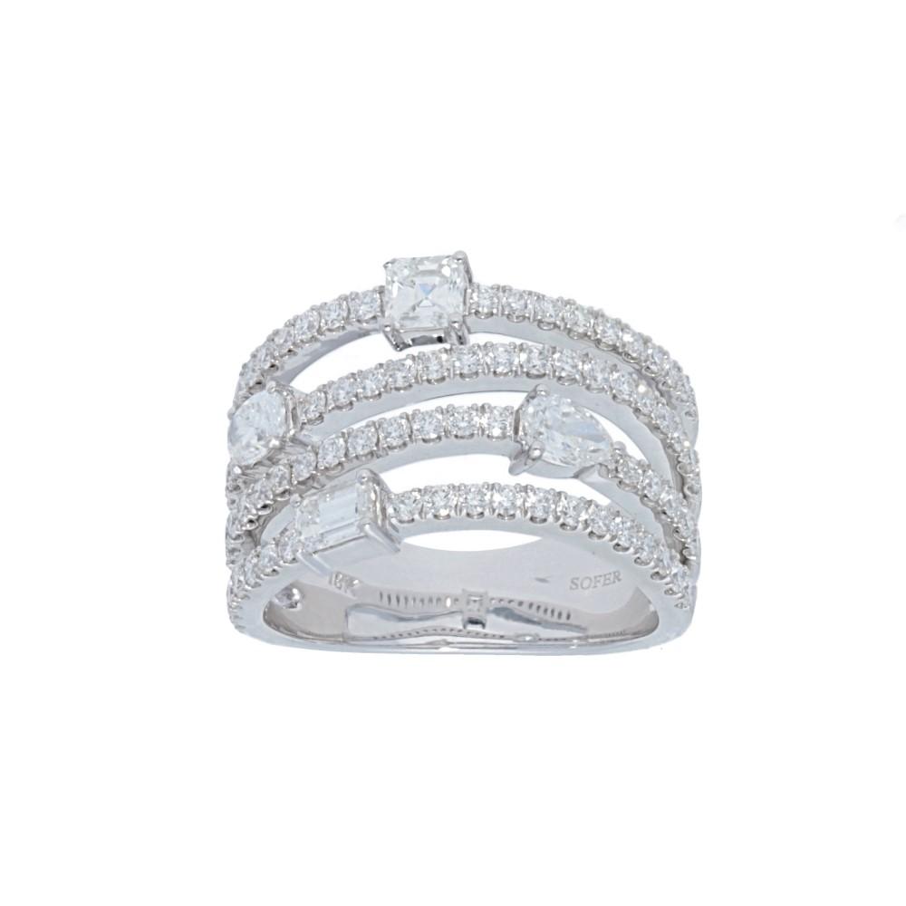 4 Row Multi Shape Diamond Ring