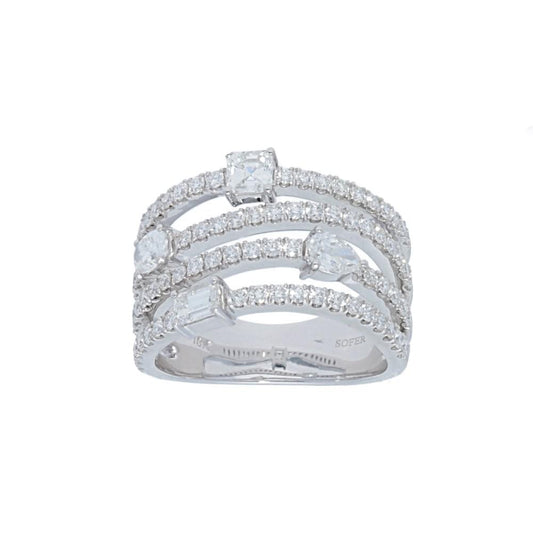 4 Row Multi Shape Diamond Ring