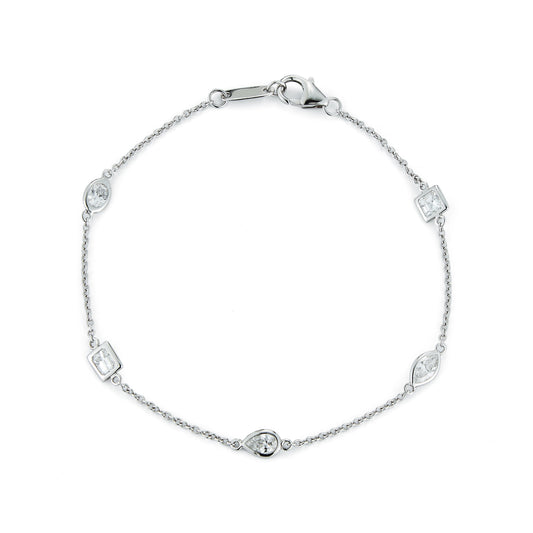 5 Multi Shape Plain Bezel Bracelet