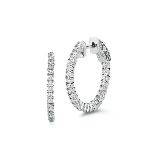 Diamond Inside and Outside Hoop Earrings