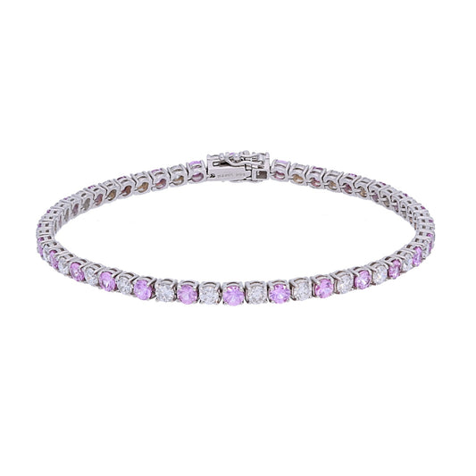 Pink Sapphires and Diamond Tennis Bracelet