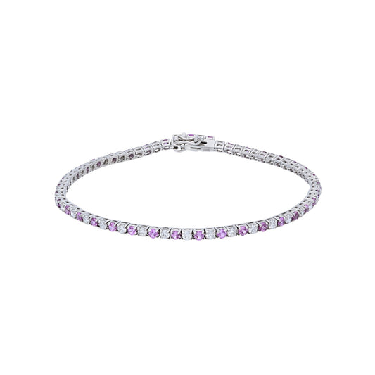 Diamond and Pink Sapphire Tennis Bracelet