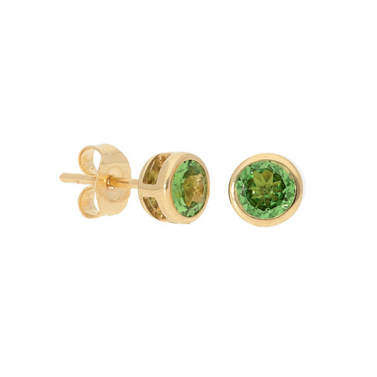 Plain Bezel Tsavorites Stud Earrings