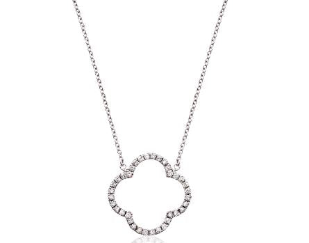 Pave Diamond Open Clover Necklace