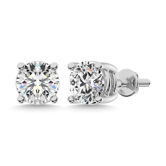 14K White Gold 1 Ct.Tw. Premium Diamond Stud Earrings