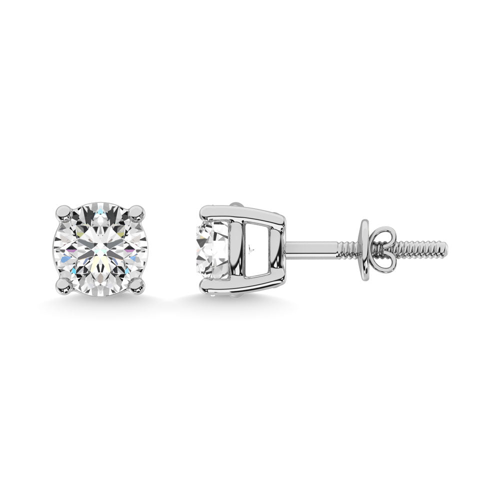 14K White Gold 1/2 Ct.Tw. Premium Diamond Stud Earrings