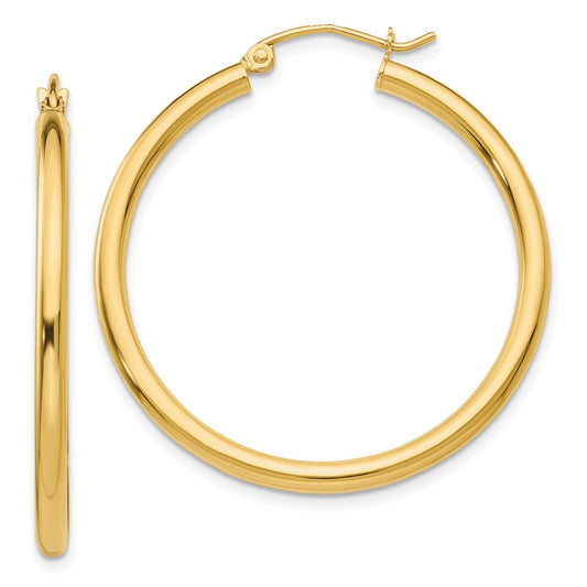 14K Polished 2.5mm Tube Hoop Earrings