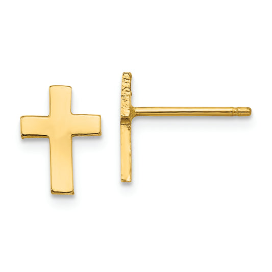 14k Polished Cross Earrings