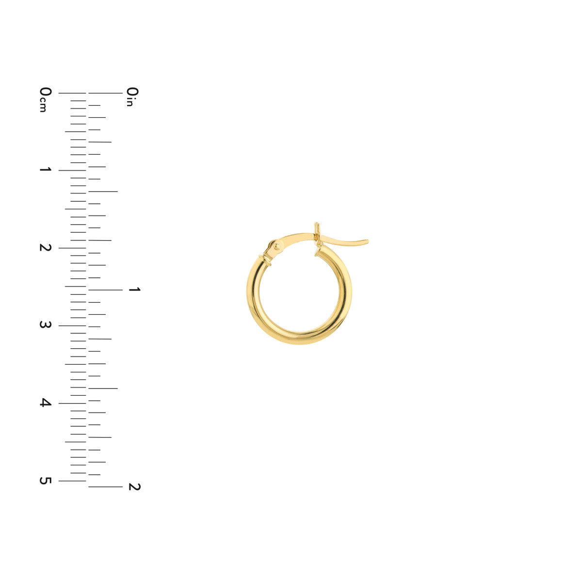 14K Yellow Gold Polished Hoop Earrings 2mm x 15mm