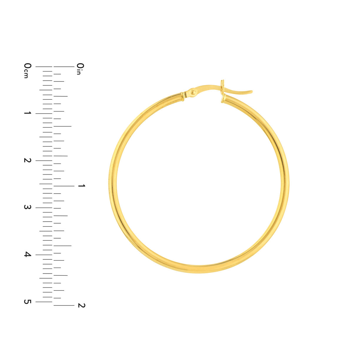 14K Yellow Gold Polished Hoop Earrings 2mm x 40mm