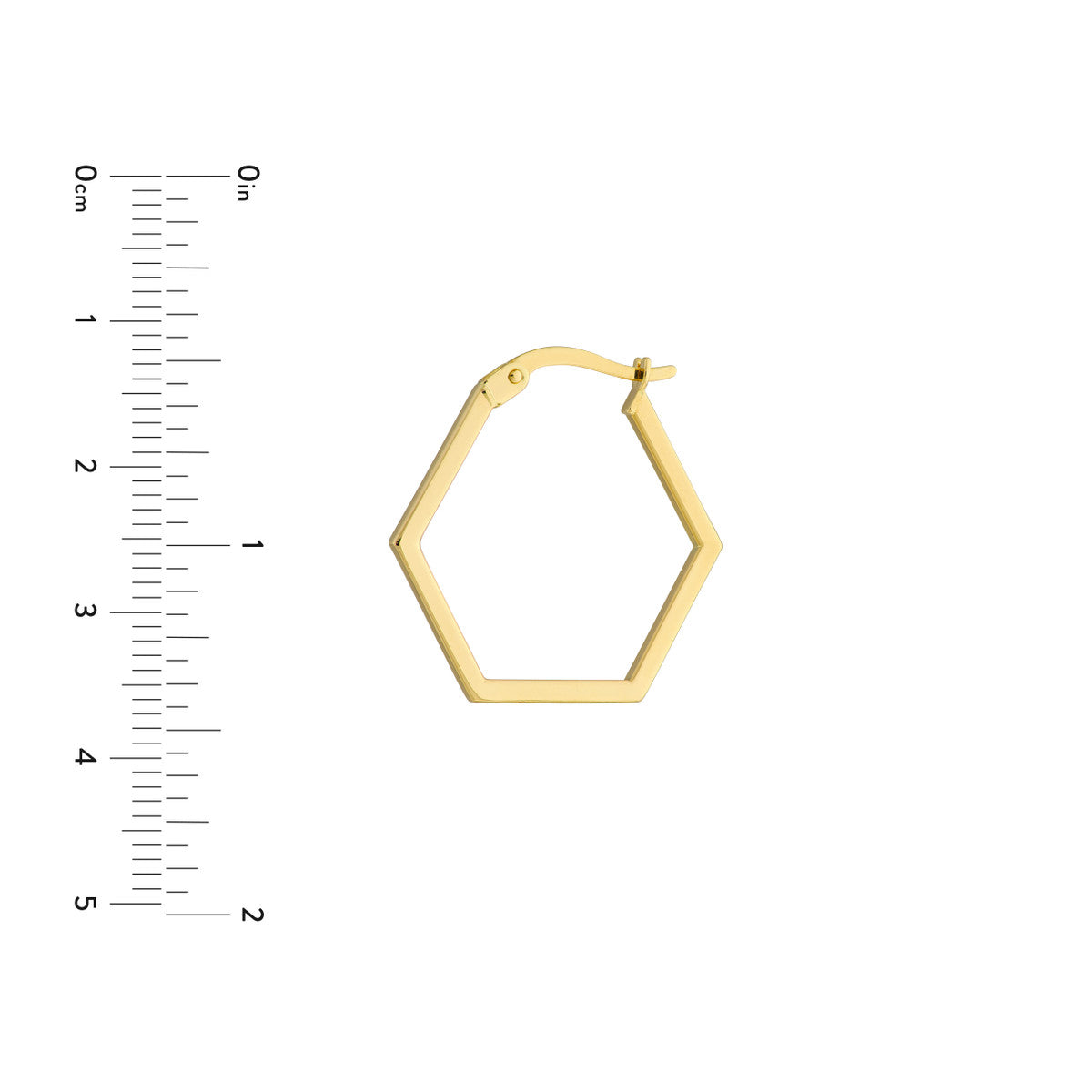 14K Yellow Gold Polished Hexagon Shape Hoops