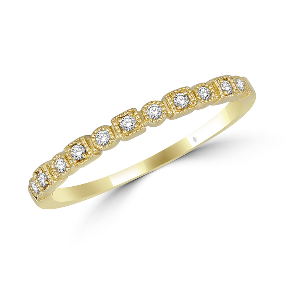 14K Yellow Gold 1/10 Ct.Tw. Diamond Stackable Band