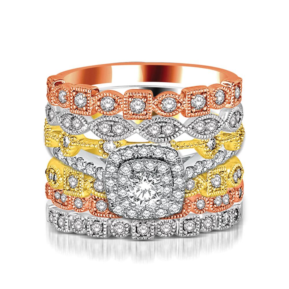 14K Rose Gold 1/8 Ct.Tw. Diamond Stackable Band