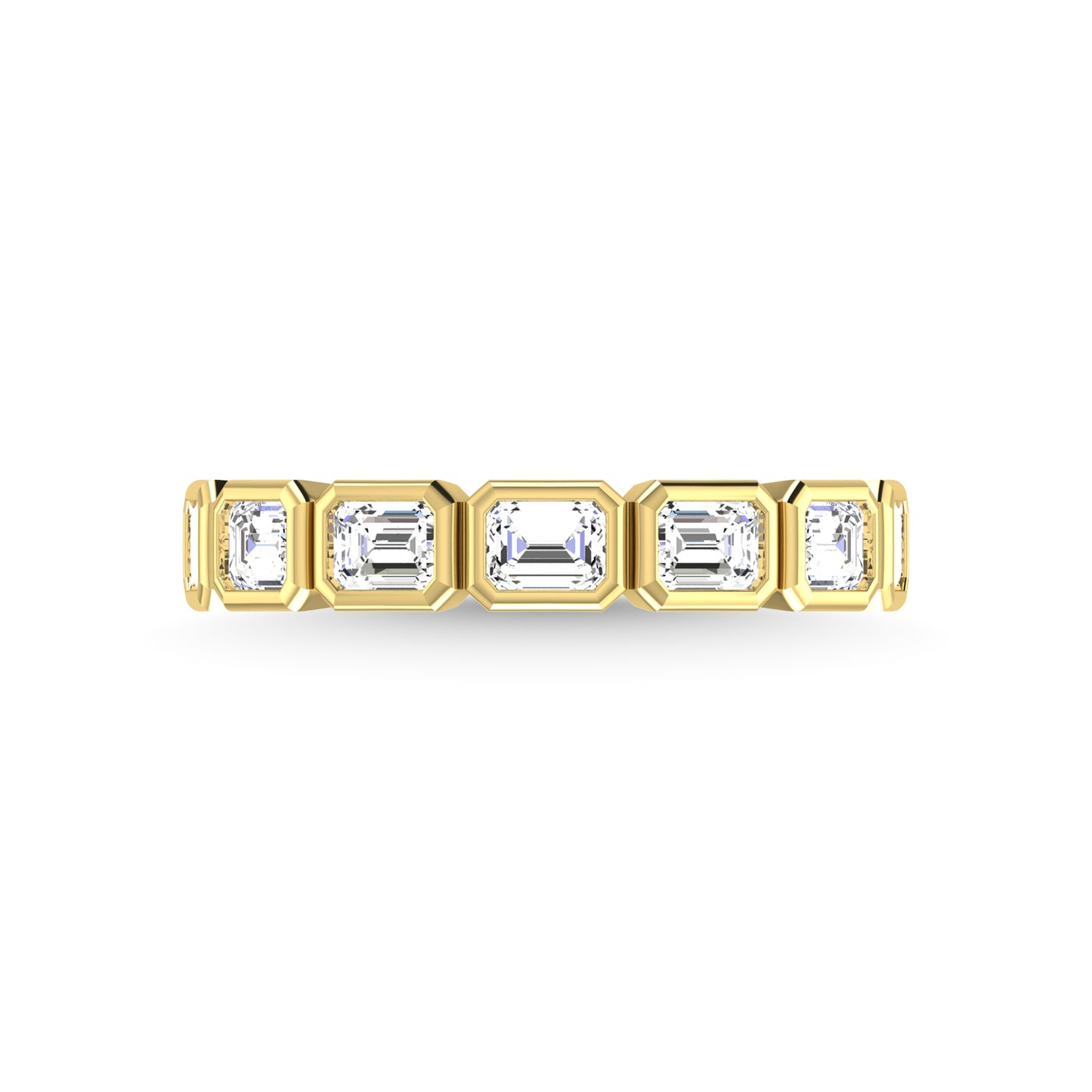 14K Yellow Gold Lab Grown Diamond 1 3/8 Ct.Tw. Emerald Shape Three Forth Way Wedding Band (size 6.5)