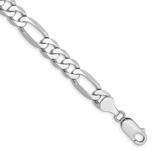 14k WG 7mm Flat Figaro Chain