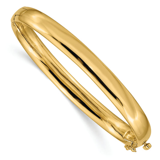 14k 6.4mm Polished Solid Hinged Bangle