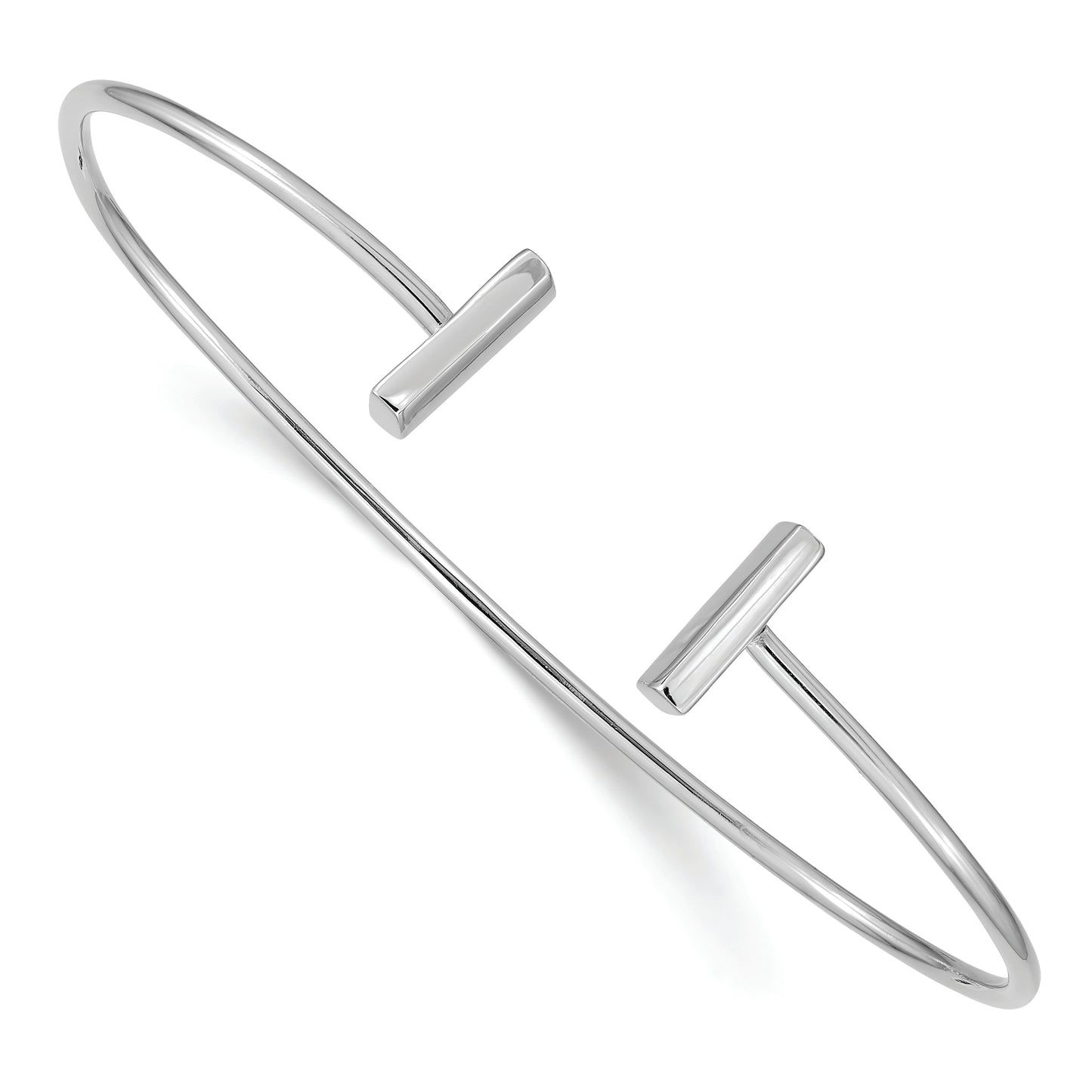 14k White Gold Flexible Bar Bangle